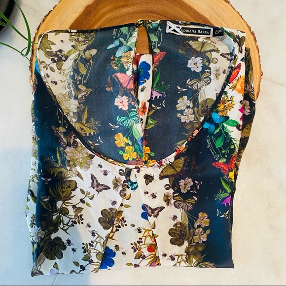 ADRIANA BARRA 🇧🇷 DESIGNER SILK FLORAL TOP - Picture 5 of 15